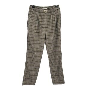 Plaid Pants Youth 10 Brown Check Straight Leg Preppy Academia Euro Zara
